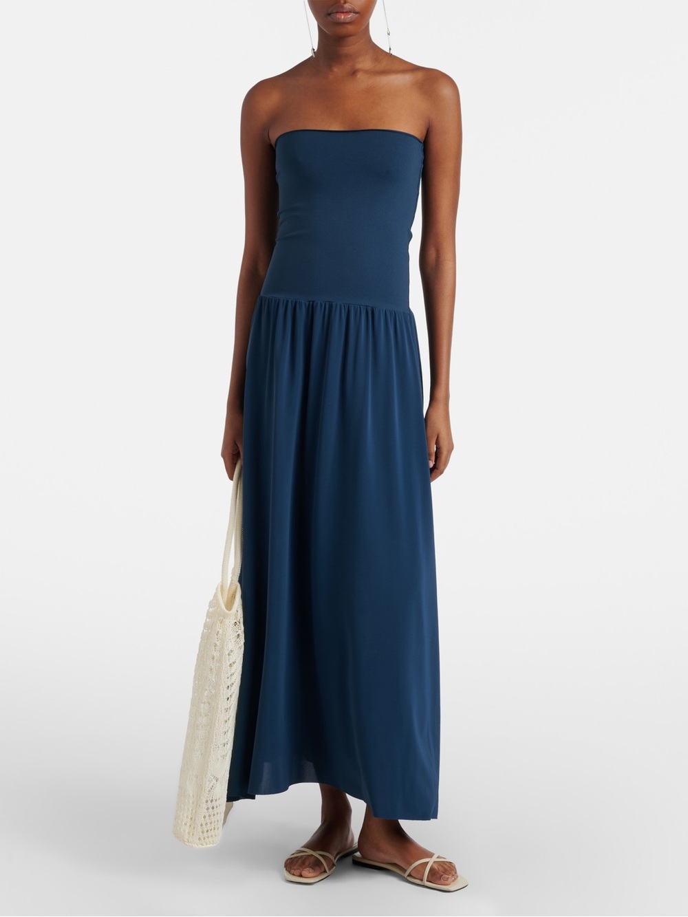 ERES Oda Strapless Maxi Dress Navy Blue Size M/L